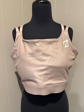 B38 Peloton Women’s 2X Taupe Beige Square-Neck Cropped Sports Bra